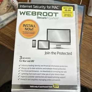 Webroot Secure Anywhere Antivirus Internet Security 3 Devices for Mac and iOS. - Picture 1 of 2