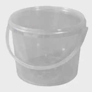 Cubo de plástico multiusos almacenamiento bañera recipiente transparente con tapa asa de transporte - Imagen 1 de 4