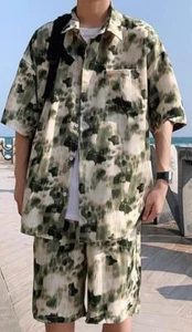 Herren Sommer Freizeit Chinesische Tusche Malerei Kurzarm Shorts Set 2 Stck. - Bild 1 von 10