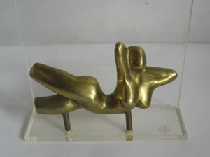 Vintage Bronze Mid Century Modernist Torso Skulptur Frau weiblich mit Acryl SIGNIERT - Bild 1 von 7