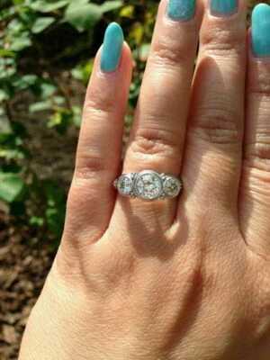 3, kt runder 3 weißer Moissanit-Einfassung Verlobungsring 14 K Weißgold Größe... - Bild 1 von 4