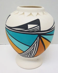Acoma Hand Painted Olla Polychrome Abstract Storage Jar NM - Picture 1 of 5