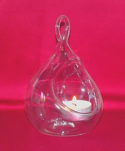 Teelichthalter aus zartem Glas Glastropfen 60er Jahre Vintage #6590 - Bild 1 von 2