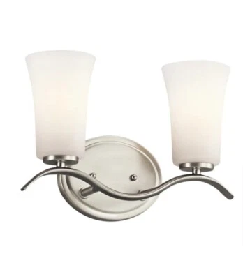 Kichler 45375NI Armida 14" Ancho 2-Bombilla Iluminación de Baño Níquel Cepillado ¡LEE! Foto 1 de 4