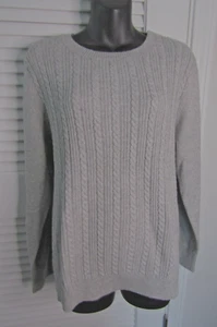 Talbots Women’s Sweater Cable Knit Light Gray Metallic Silver Size XL New - Picture 1 of 9