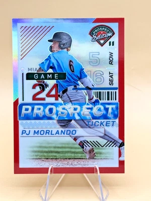 PJ Morlando 2024 Panini Prospect Edition Red Prizm #'d 19/199 Miami Marlins - Image 1 of 3