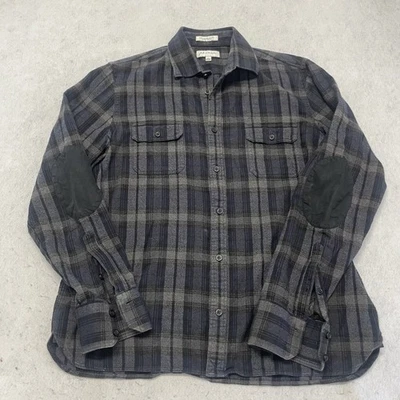 John W. Nordstrom Men's L Plaid Flannel Shirt Long Sleeve Button Up Elbow Patch - Image 1 of 4