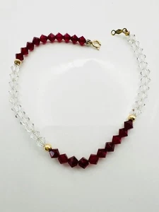 14k yellow gold Swarovski Crystal element bead bracelet 7” - Picture 1 of 6