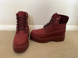 Timberland Stone Street 6" wasserdichte dunkelrote Nubukstiefel für Damen UK 7,5 – sehr guter Zustand - Bild 1 von 15