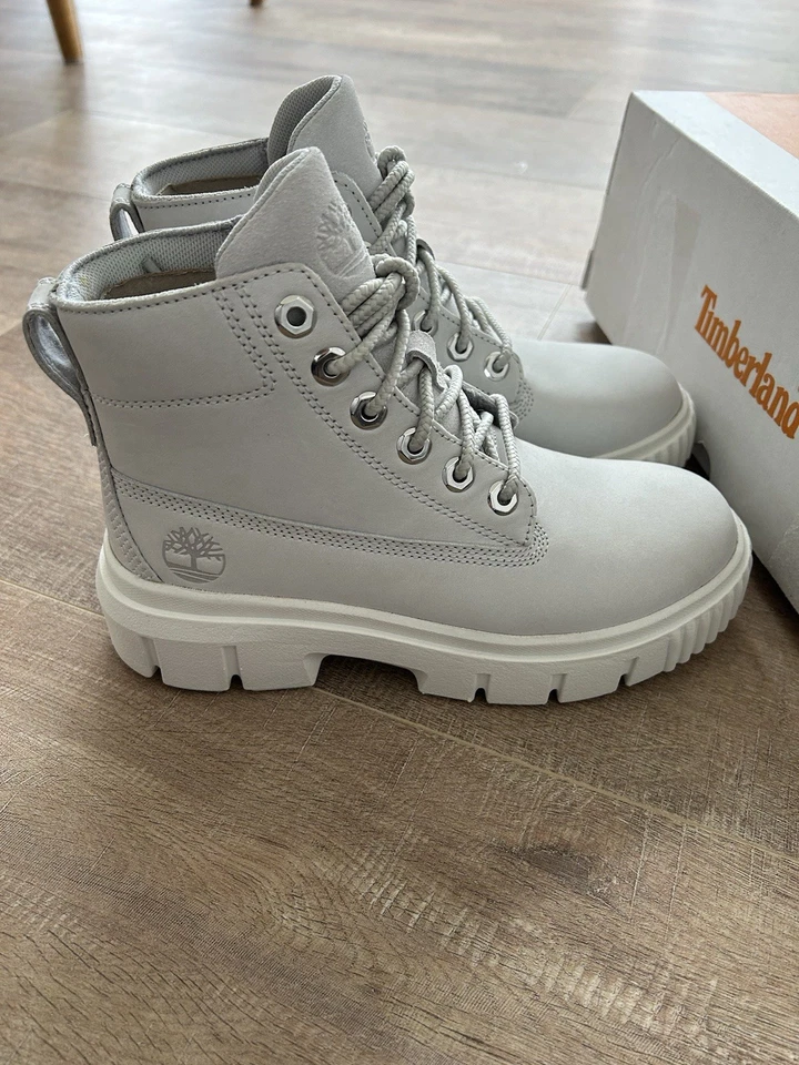 Timberland Womens Greyfield A5RPR Gray Leather Ankle Combat Boots Size 7.5