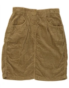 BENETTON Womens Corduroy Skirt IT 40 Small W26  Khaki Cotton AV05 - Picture 1 of 3