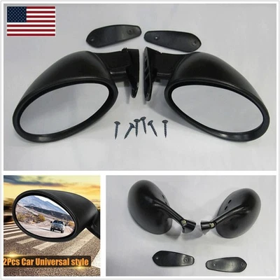 1Pair Universal Car Classic Door Wing Side View Mirror with Gaskets Vintage Set - Image 1 of 4