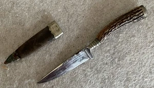 Trachtenmesser Jagdmesser mit Horngriff und Lederschaft - Bild 1 von 10