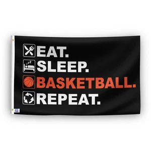 Eat Sleep Basketball Repeat 3 x 5 Fuß Flagge - 100 % Polyester & Messing Ösen - Bild 1 von 9