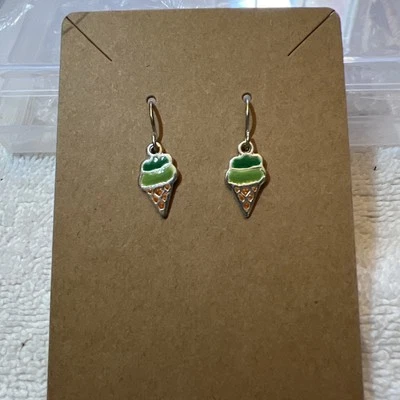 Pendientes colgantes cono helado verde y naranja Foto 1 de 3