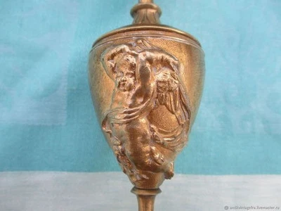 Chandelier ancien Deux angelots bronze XIX siècle France - Photo 1/4