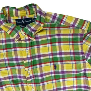 POLO RALPH LAUREN Herren XL leichtes Hemd Gingham gelb Madras mehrfarbig - Bild 1 von 7