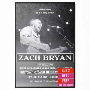 Zach Bryan Concert Poster London Hyde Park June 2025 Poster Print A5-A3 - Picture 1 of 9