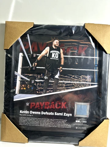 WWE Kevin Owens Framed Plaque Payback 2016 Lim. Edition #1 of 250 w/ Ring Canvas Cover