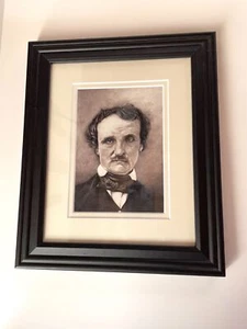Edgar Allan Poe 12" Vintage Estampado Artístico Reutilizado Marco Negro - Imagen 1 de 3