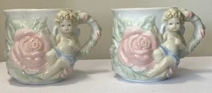 2 Angel & Pink Roses 3D 10 oz. Coffee Cups Avon Excellent Used Condition 3-1/2”T - Picture 1 of 6