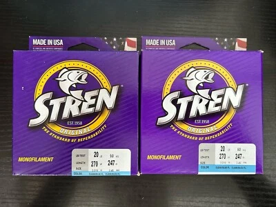 NIB 2 Stren Original MonoFilament Fishing Lines 20 Lb 270 Yards Clear Blue Fl - Image 1 of 4