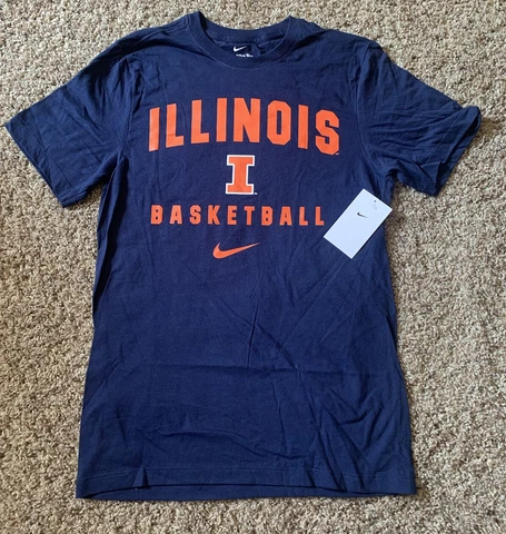 NEW Nike Illinois Fighting Illini Dri-Fit Shirt Men's Blue Basketball SMALL Cover