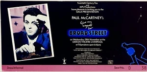 Beatles Paul McCartney Give My Regards To Broad Street Liverpool Premiere Ticket - Imagen 1 de 5