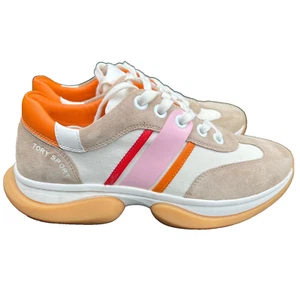TORY BURCH Ladies Sport Bubble Stripe Lace-up Sneakers 8 M - Picture 1 of 8