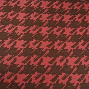 36" W Vintage Cotton by Lowenstein, Rust Red & Brown Houndstooth Abstract, BTHY - Picture 1 of 3