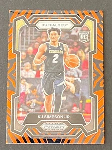KJ Simpson Jr 2024 Prizm Draft Picks Tiger Stripe RC SSP #93 - Picture 1 of 10