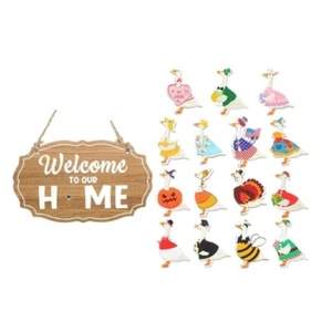 Welcome Signs for Holiday Wooden with Interchangeable Porch Geese Holiday Pieces - Picture 1 of 8