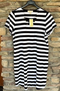 Michael Kors Women’s 1X Dress Black White Striped Nautical Stretch Cotton NWT - Picture 1 of 6