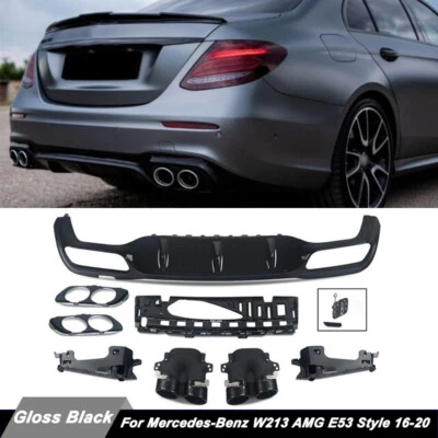 Rear Bumper Diffuser W/ Exhaust Tips For 2016-20 Mercedes Benz W213 E300 E43 - Image 1 of 4