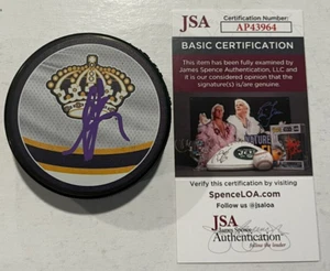 ANZE KOPITAR SIGNED LOS ANGELES KINGS RETRO HOCKEY PUCK W/ CASE JSA COA - Picture 1 of 3