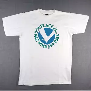Vintage World Peace T Shirt Small Medium 70s Dove Freedom Love Anti War Global - Picture 1 of 13