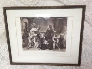 Antique 19th C Rare Etching-1266 Arrest of Queen Helene by Carolous of Anjou - Picture 1 of 10