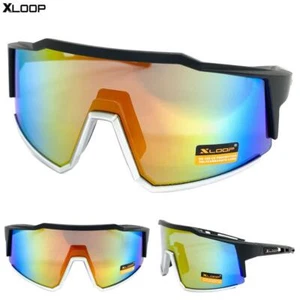 OVERSIZED Retro SPORTY WRAP AROUND Biker Cycling Shield SUN GLASSES Big Frame C1 - Picture 1 of 6