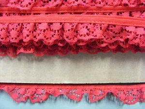 Gathered Red Lace 10 metres (228) - Picture 1 of 1