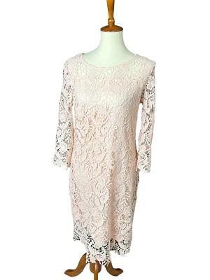 Vestido Vaina Cato Encaje Rosa Rubor Manga 3/4 Forrado Para Mujer Talla 10 NUEVO CON ETIQUETAS Foto 1 de 4