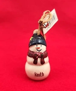 SMALL Snowman Christmas Ornament Personalized Name A-C Stocking Stuffer Gift - Picture 1 of 5
