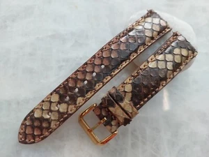 20mm/18mm Brown Python Print Leather Watch Strap Band - Picture 1 of 1
