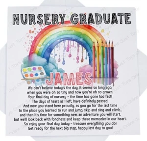 Personalised Last Day of Nursery Leaving Preschool Poem Good Luck Card Rainbow - Picture 1 of 3