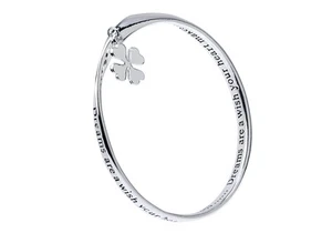 Womens Silver Inspirational ~ Dreams Are A Wish ~ Bangle Bracelet With Charm - Picture 1 of 1