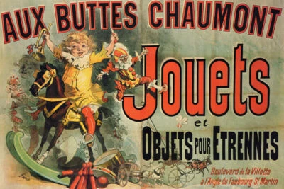 AUX BUTTES CHAUMONT JOUETS GIRL HORSE TOYS FRIENDS FRENCH VINTAGE POSTER REPRO - Image 1 of 3