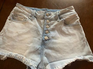 Pantaloncini Rewash High Rise Button Fly Denim invecchiati orlo grezzo donna taglia 3 - Foto 1 di 4