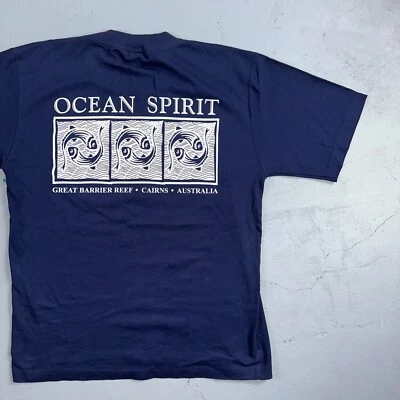 Camiseta Ocean Spirit Australia De Colección Gran Barrera de Coral Azul Marino Años 90 Medio Viaje Amor Foto 1 de 4