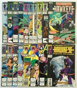 Solo Avengers 18 comic lot Range # 1 to 24+ #1 Shafted Marvel 1987 Hawkeye FN/VF - Picture 1 of 5