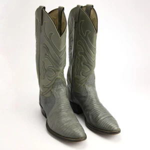 Vintage Tony Lama Gray Lizard Boots Men's Boot Size 9C M8117 - Picture 1 of 10