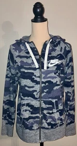 Giacca donna Nike blu/grigio mimetica full zip con cappuccio attiva leggera, media M - Foto 1 di 10